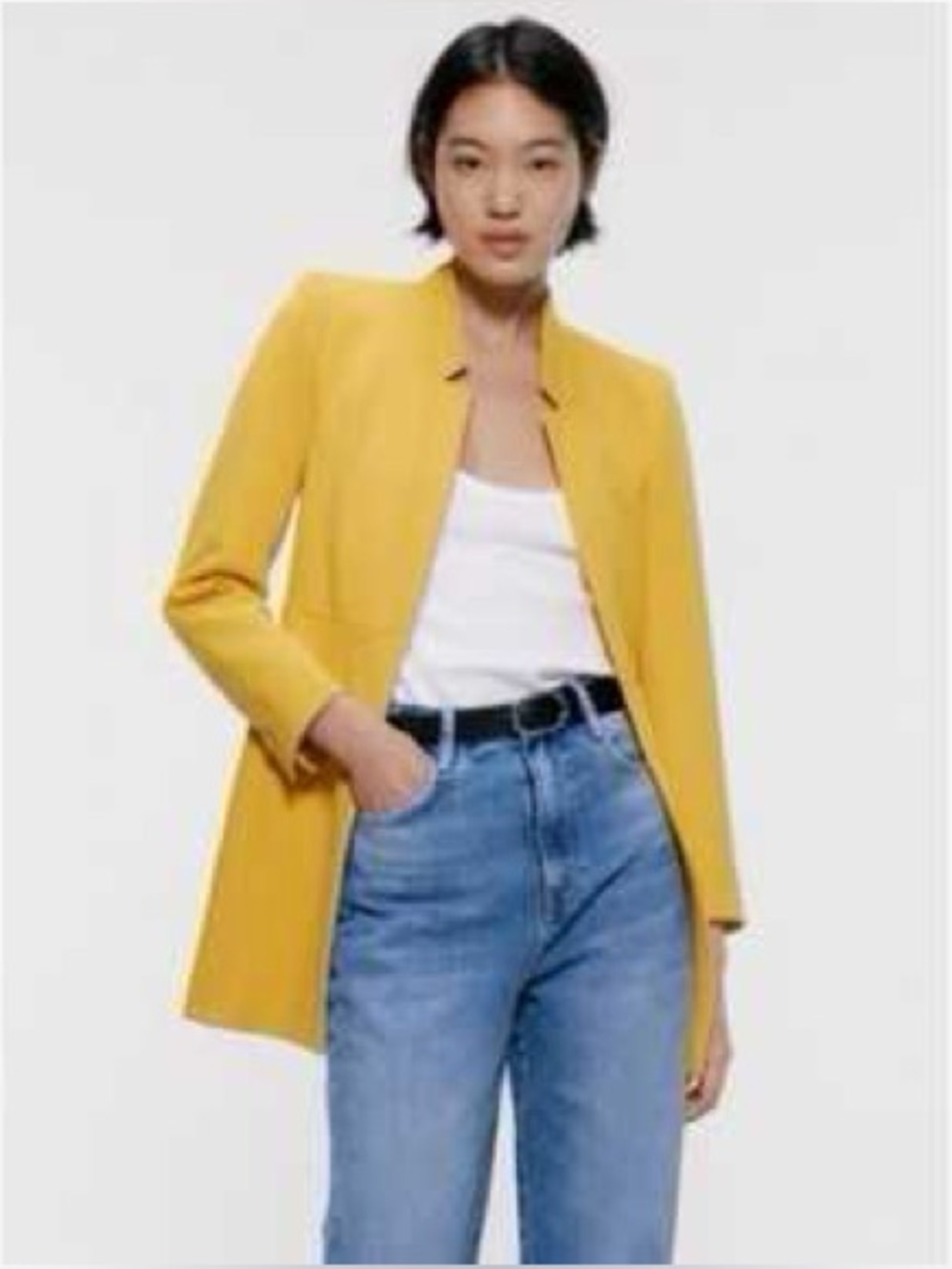 Zara Yellow Long Tailored Blazer
